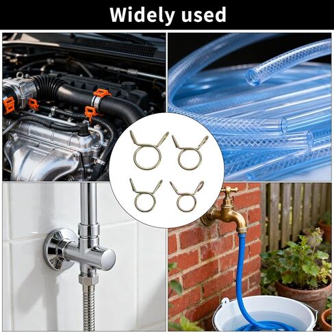 340 PcsSpring Clips Clamps, 9 Sizes 5-13mm Hose Spring Clamps, Double Wire Fuel Line Spring Clamp Fasteners, Car Fuel Line Clips for Motorcycle Scooter ATV Tubing in Kuwait