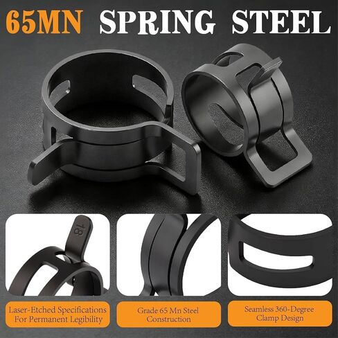 355Pcs 6-25mm Spring Hose Clamps Assortment Kit With Swivel Flat Clamp Plier and Removal Plier,Radiator Hose Clamp,Black Hose Clips for Automotive Fuel Line,Silicone Vacuum in Kuwait