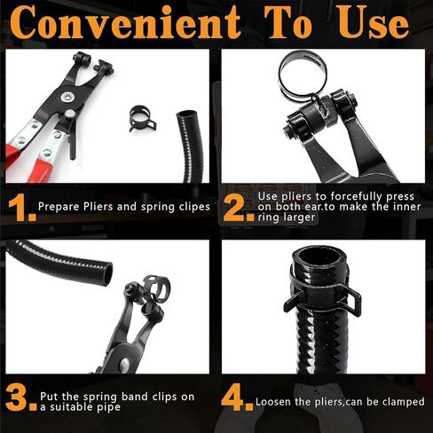 355Pcs 6-25mm Spring Hose Clamps Assortment Kit With Swivel Flat Clamp Plier and Removal Plier,Radiator Hose Clamp,Black Hose Clips for Automotive Fuel Line,Silicone Vacuum in Kuwait