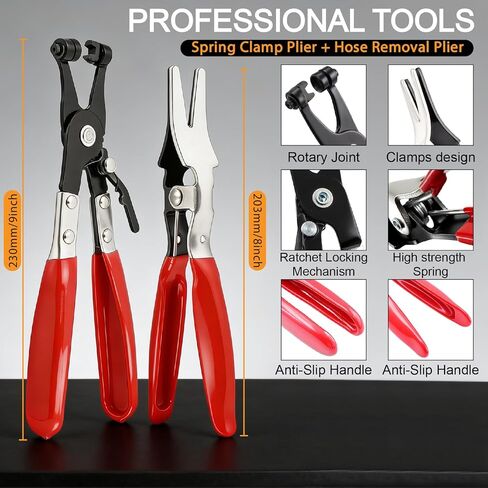 352Pcs 6-25mm Spring Band Hose Clamps Kit with 2Pcs Hose Clamp Pliers for Automotive,Marine,Gardening in Kuwait