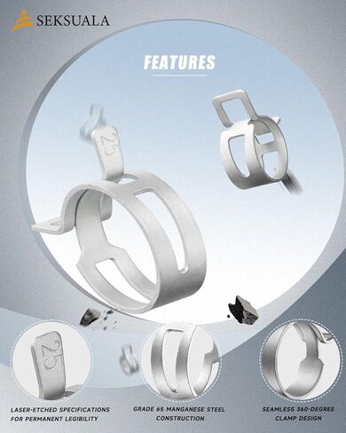 مجموعة متنوعة من 360 قطعة من 1/5 بوصة إلى 1 بوصة (5-25 مم) مجموعة متنوعة من مشابك خرطوم الربيع مع زرادية مشبك خرطوم مسطحة دوارة، مشابك فولاذية ذات توتر ثابت لخطوط الوقود والسيليكون وخراطيم الفراغ (رمادي) in Kuwait