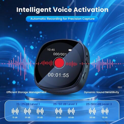 مسجل صوت رقمي 128 جيجابايت (1800 ساعة) مع شاشة ملونة عالية الدقة ، ومسجل تقليل الضوضاء الثلاثي ، ومشغل MP3 وقدرة تخزين 90 يومًا ، للتعلم/إنشاء/إنشاء المحتوى in Kuwait