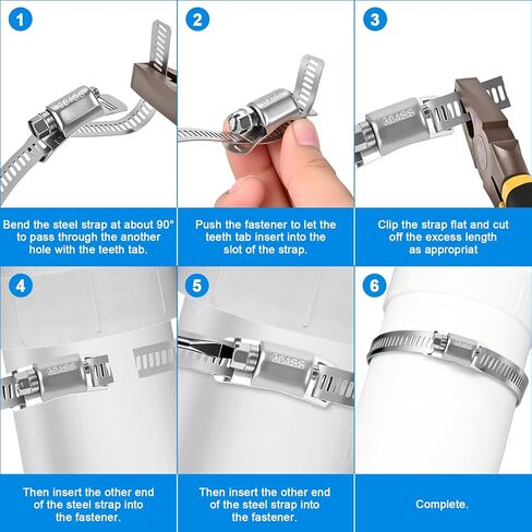 مجموعة متنوعة من مشابك خرطوم DIY بطول 16 قدمًا، 304 مشابك خرطوم من الفولاذ المقاوم للصدأ، خرطوم أنابيب ترس دودي، حزام معدني بطول 16 قدمًا + 10 مثبتات أقوى، مشابك خرطوم كبيرة قابلة للتعديل in Kuwait