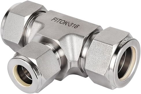 316 Stainless Steel Compression Fitting Reducing Union Tee 3/4" x 3/4" x 1/2" Tube OD 5800 psi, SS-TTT-FL12-FL12-FL8 in Kuwait