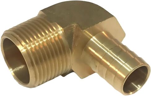 5/8 خرطوم بارب الكوع × 3/4 ذكر NPT تركيب الأنابيب النحاسية - لهواء وقود الغاز والماء - الحد الأقصى للضغط 150 رطل لكل بوصة مربعة - درجة الحرارة -40 فهرنهايت إلى 160 فهرنهايت - استبدال محول خرطوم بارب الكوع الصلب in Saudi Arabia