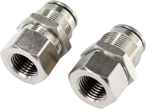 Brass Pneumatic Push Fitting Bulkhead Female Push-In Condition Thread Connection Machinery 8mm 5Pcs in Kuwait