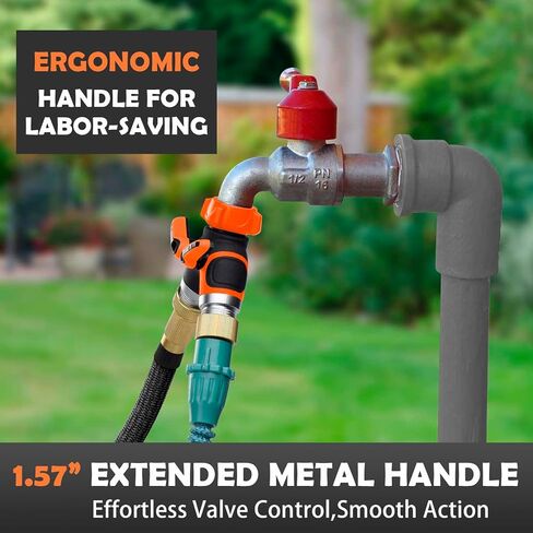 Garden 2-Port Splitter， heavy-duty brass Y-type connector, 360° rotation, easy installation, leak-proof design, outdoor faucet in Saudi Arabia