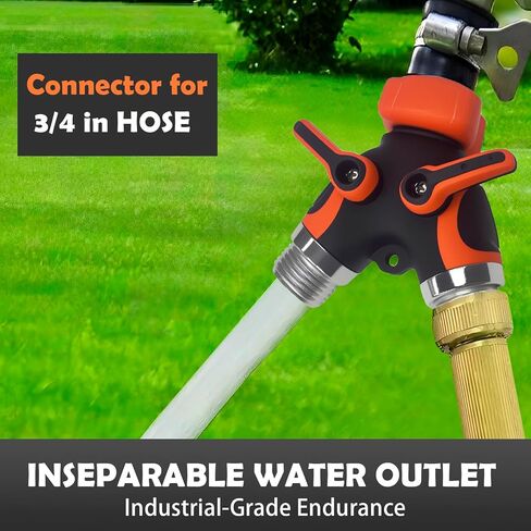Garden 2-Port Splitter， heavy-duty brass Y-type connector, 360° rotation, easy installation, leak-proof design, outdoor faucet in Saudi Arabia