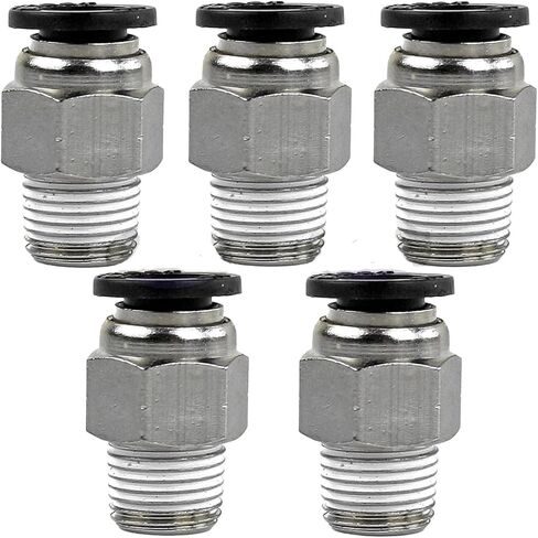 RPDMR4120 تركيب ضاغط الهواء بشكل مستقيم - لجزء الأنظمة الهوائية لضاغط الهواء بريفوست RPDMR4120-5Pack - تركيب خرطوم قفل الدفع - 1/8 بوصة ذكر NPT × 1/4 OD أنبوب أنثى فضية 5 قطع in Kuwait