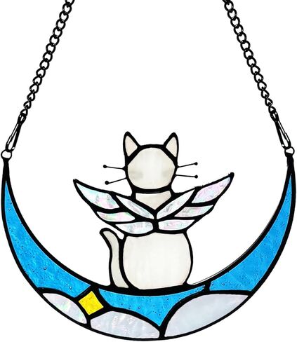 Lcensp الزجاج الملون قوس قزح جسر الحيوانات الأليفة الهدايا التذكارية للقطط، البرتقال القط ديكور الهدايا التذكارية لمحبي القطط، القط الهدايا القط الشمس للنساء، هدايا الفجيعة القط، وفقدان هدية التعاطف القط in Kuwait