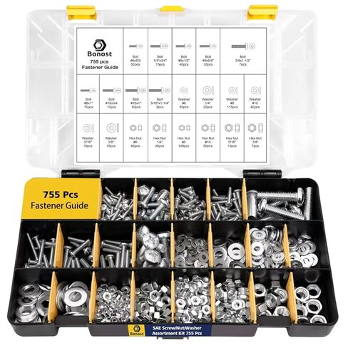 مجموعة متنوعة من الأجهزة مكونة من 3010 قطعة مع مسامير رأس متنوعة SAE وPhillips مترية، ومجموعة براغي سداسية مترية من الدرجة 8.8 مع صواميل وغسالات قفل متطابقة (4 صواني) in Kuwait