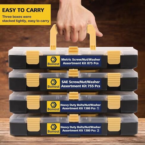 مجموعة متنوعة من الأجهزة مكونة من 3010 قطعة مع مسامير رأس متنوعة SAE وPhillips مترية، ومجموعة براغي سداسية مترية من الدرجة 8.8 مع صواميل وغسالات قفل متطابقة (4 صواني) in Kuwait