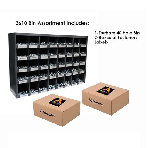 Titan Industrial Supply-3610 Piece Grade-5 Zinc Plated Bolt Nut and Washer Assortment Hex Head Cap Screws Flat and Lock Washers Hex Nuts with 40 Hole Bin 1/4-20 to 5/8-11 in Kuwait
