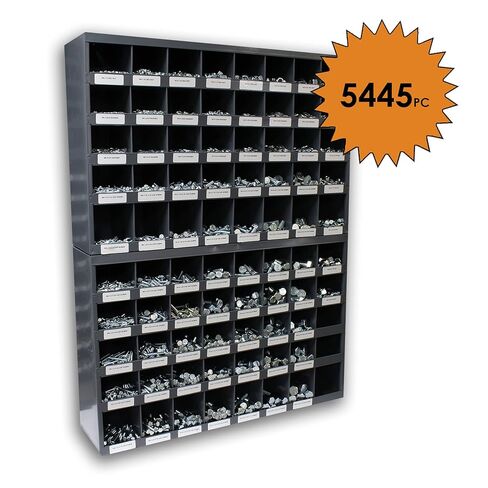 Titan Industrial Supply- 5,445 pcs Stainless Steel Coarse Hardware Assortment Kit with Hex Cap Screws, Hex Nuts, Nylon Locknuts, Washers, & Two Durham 40 Hole Metal Bins in Kuwait
