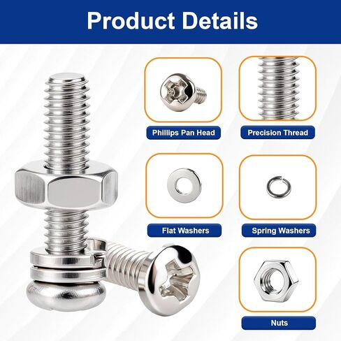 1670Pcs 304 Stainless Steel Metric Micro Screws Nuts Assortment Kit, M1 M1.2 M1.4 M1.6 M2 M2.5 Sizes, Phillips Pan Head Small Machine Screws for Arduino, Electronics, RC Models, DIY Projects in Kuwait