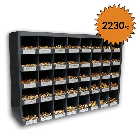 Titan Industrial Supply- 2,230 pcs Grade 8 Coarse Hardware Assortment Kit with Hex Cap Screws, Hex Nuts, Nylon Locknuts, Washers, & Durham 40 Hole Metal Bin in Kuwait