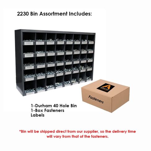 Titan Industrial Supply- 2,230 pcs Grade 8 Coarse Hardware Assortment Kit with Hex Cap Screws, Hex Nuts, Nylon Locknuts, Washers, & Durham 40 Hole Metal Bin in Kuwait