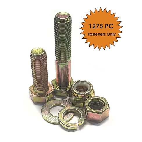 Titan Industrial Supply-1275 Piece Grade 8 Yellow Zinc Nut Bolt Washer Assortment, Hex Head Cap Screws, Flat and Lock Washers, Hex Nuts, Coarse Thread USS Kit in Kuwait