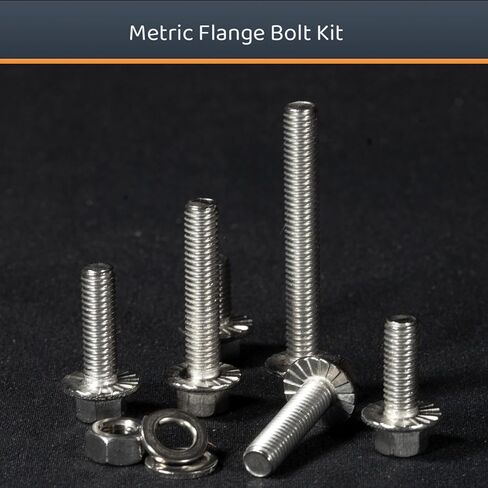 M6-1.0 x 12/16/20/30/45 مجموعة متنوعة من البراغي السداسية ذات الحافة، 180 قطعة من مسامير وصواميل رأس شفة مترية من الفولاذ المقاوم للصدأ. in Kuwait
