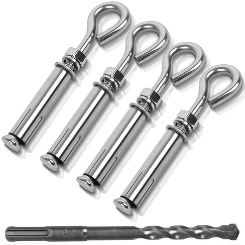 4 Pack 1/4" X 3-1/2" Expansion Eye Bolt,Concrete Eyebolt Anchors,Heavy Duty 304 Stainless Steel Eyebolt Anchors for Concrete Wall (4, 1/4" X 3-1/2") in Saudi Arabia