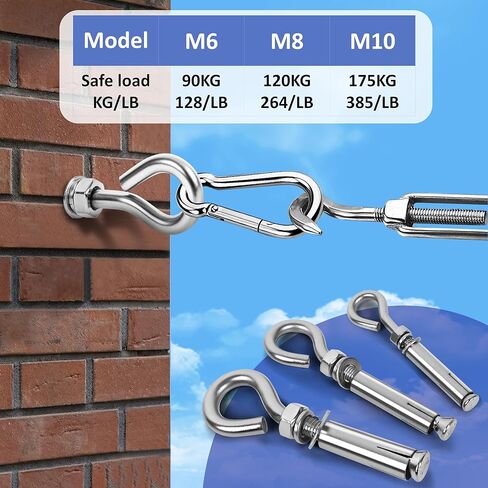 4 Pack 1/4" X 3-1/2" Expansion Eye Bolt,Concrete Eyebolt Anchors,Heavy Duty 304 Stainless Steel Eyebolt Anchors for Concrete Wall (4, 1/4" X 3-1/2") in Saudi Arabia