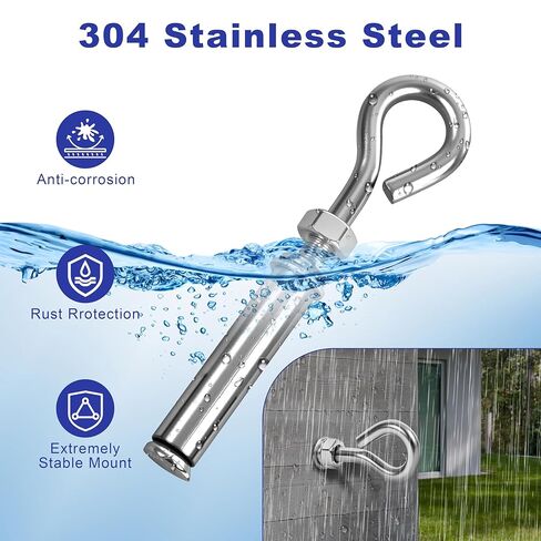 4 Pack 1/4" X 3-1/2" Expansion Eye Bolt,Concrete Eyebolt Anchors,Heavy Duty 304 Stainless Steel Eyebolt Anchors for Concrete Wall (4, 1/4" X 3-1/2") in Saudi Arabia