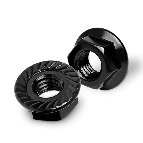 Mywish M8 Serrated Flange Hex Nuts, 100-Pack 304 Stainless Steel, Hex Drive M8-1.25 Hardware Nuts, Black Oxided in Saudi Arabia