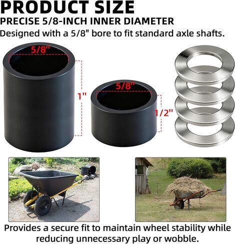 AR-PRO Wheel Hub Spacers – Nylon 5/8" Axle Spacer Kit, Combo Pack with 4 x 1/2in and 2 x 1in Extension Sleeves for Hand Trucks, Dollies, Utility Carts, Wagons in Saudi Arabia