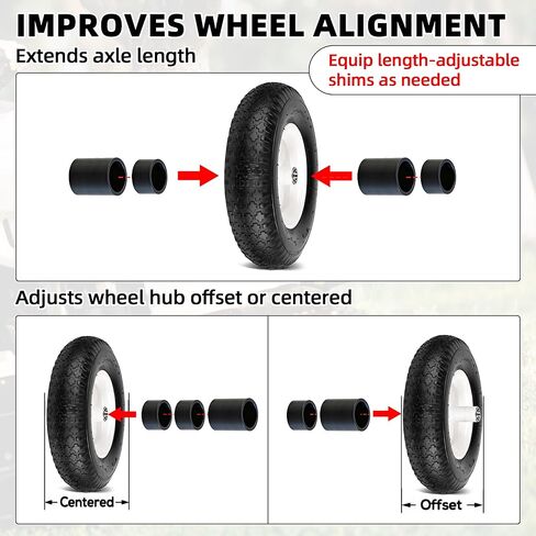 AR-PRO Wheel Hub Spacers – Nylon 5/8" Axle Spacer Kit, Combo Pack with 4 x 1/2in and 2 x 1in Extension Sleeves for Hand Trucks, Dollies, Utility Carts, Wagons in Saudi Arabia