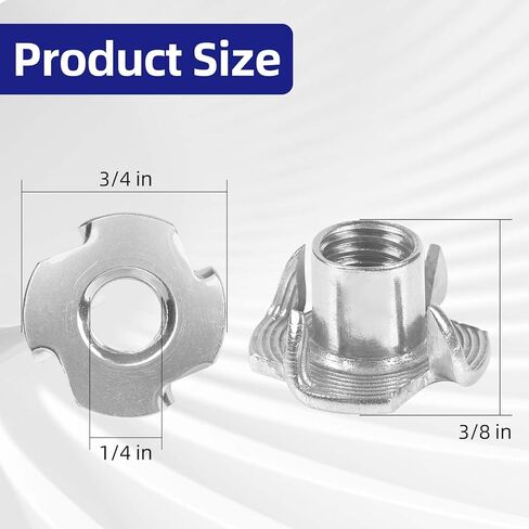 1/4"-20 T-Nuts 304 Stainless Steel, 4-Pronged Tee Nut for Wood, Rock Climbing Holds, Furniture, 25 PCS in Kuwait