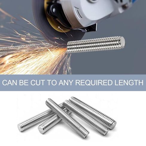 2 عبوة 1/4 بوصة -20 من الفولاذ المقاوم للصدأ جميع المسامير الملولبة بالكامل، طول 10 بوصة، خيوط اليد اليمنى (1/4 بوصة -20) in Kuwait