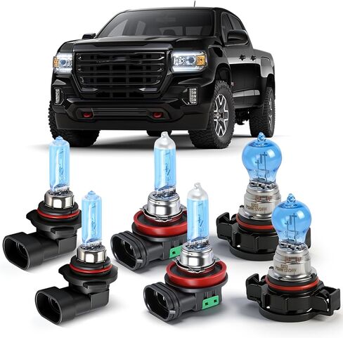 OQSNCV Fit for GMC Canyon 2015 2016 2017 2018 2019 2020 Halogen Headlight Bulbs, 9005 High Beam+ H11 Low Beam+ 5202 Fog Light Headlamp Replacement Bulbs Kit, Pack of 6 in Kuwait