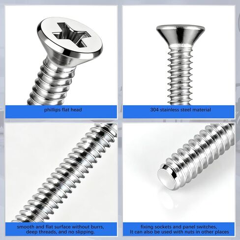 30 PCS #6-32 Extra Long Outlet Screws, Stainless Steel Phillips Flat Head Machine Screws for Wall Electrical Socket and Switch (Mixed Sizes) in Saudi Arabia
