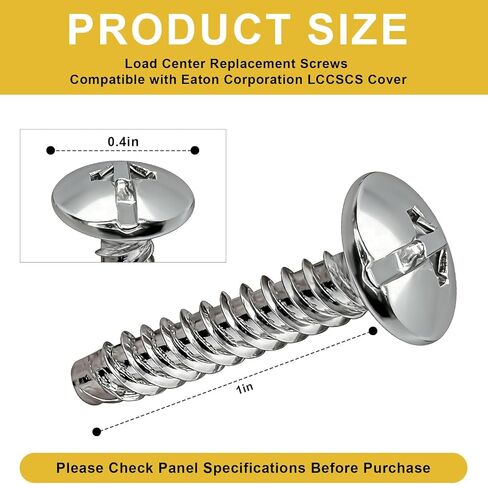 استبدال مسامير غطاء اللوحة الكهربائية لشركة Eaton Corporation LCCSCS، براغي غطاء كهربائي للكسر، فولاذ متين متوافق مع حاويات Eaton واللوحات الكهربائية - 12 حزمة in Kuwait