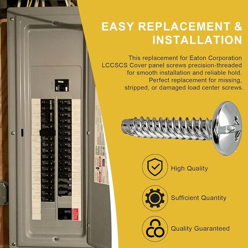 استبدال مسامير غطاء اللوحة الكهربائية لشركة Eaton Corporation LCCSCS، براغي غطاء كهربائي للكسر، فولاذ متين متوافق مع حاويات Eaton واللوحات الكهربائية - 12 حزمة in Kuwait