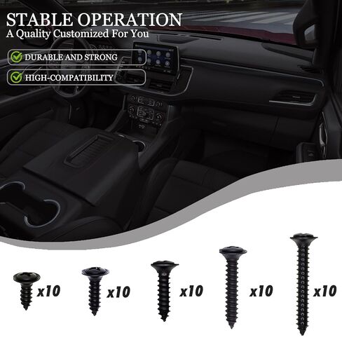 50 Pcs GM Interior,Exterior,Molding,Bezel,Trim, Door Panel,Headliner,Dash,Phillips Screws,Hardware Screws Black#8 M4.2-1.41,FITS: Chevrolet, Buick, Oldsmobile, Pontiac, Cadillac, GMC Trucks in Saudi Arabia