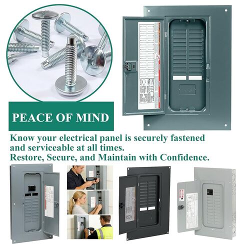 طقم استبدال لولبي لوحة غطاء مركز التحميل Siemens ECTS2 & Square D S106 (10-32 خيط) - 9 قطع، زنك فضي - متوافق مع اللوحة الكهربائية Square D QO Homeline وSiemens وMurray والمزيد in Kuwait