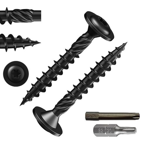 Wensilon (1 lbs)#8 x 1-1/4" Lag Screws, Structural Wood Screw, Heavy Duty Construction Screw, Rust Resistant, Washer Head, Black Coated Exterior Wood Screws, Star Drive with Bit in Saudi Arabia