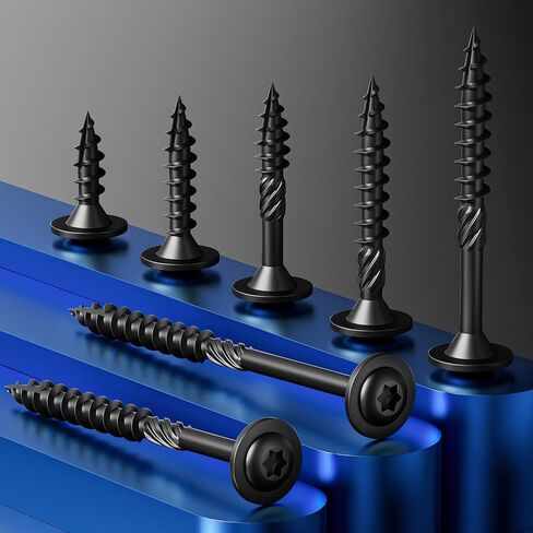 Wensilon (1 lbs)#8 x 1-1/4" Lag Screws, Structural Wood Screw, Heavy Duty Construction Screw, Rust Resistant, Washer Head, Black Coated Exterior Wood Screws, Star Drive with Bit in Saudi Arabia