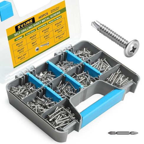 Black Self Tapping Screws Assortment Kit 190PCS, Modified Truss Head Sheet Metal Screws #8 x 1/2",3/4",1",1-1/4", Stainless Steel 410 Self Drilling Screw for Metal Wood Plastic in Saudi Arabia