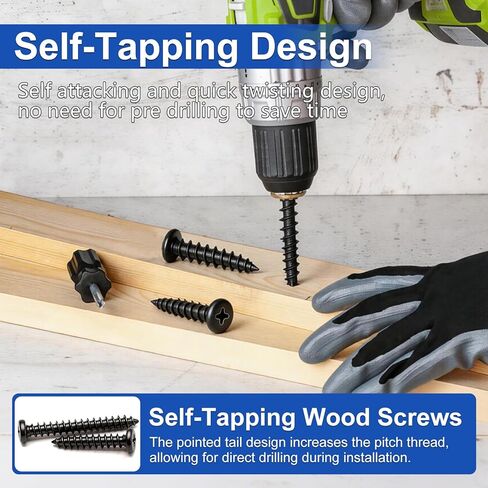 Taiss 685 قطعة M2 M3 M4 فيليبس بان هيد مجموعة متنوعة من مسامير الخشب ذاتية التنصت، 14 مقاسًا من مسامير التنصت الذاتية للبلاستيك، مسامير سوداء من الصلب الكربوني المتقاطع للخشب والمعادن الناعمة والبلاستيك in Kuwait