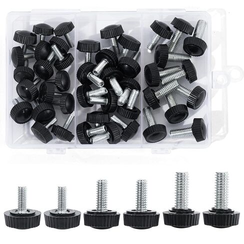 30PCS 3 Size Threaded Knurled Thumb Screws, Monitor Screws Vesa Screws Carbon Steel Clamping Knobs Grip Thumb Screw Mounting Thumb Screw(M4、M5、M6) in Saudi Arabia