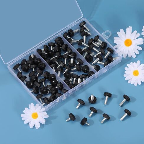 30PCS 3 Size Threaded Knurled Thumb Screws, Monitor Screws Vesa Screws Carbon Steel Clamping Knobs Grip Thumb Screw Mounting Thumb Screw(M4、M5、M6) in Saudi Arabia