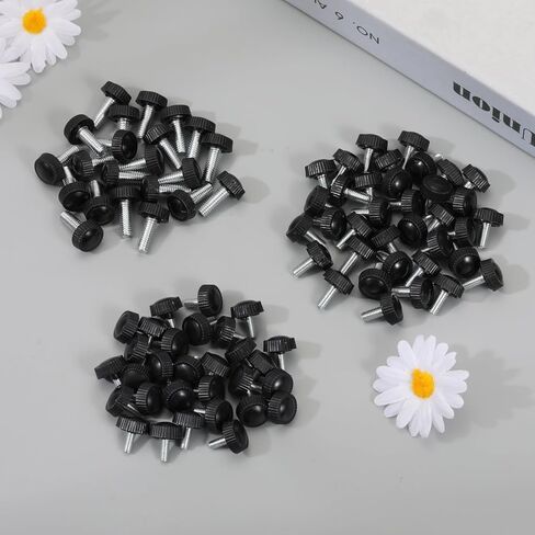 30PCS 3 Size Threaded Knurled Thumb Screws, Monitor Screws Vesa Screws Carbon Steel Clamping Knobs Grip Thumb Screw Mounting Thumb Screw(M4、M5、M6) in Saudi Arabia