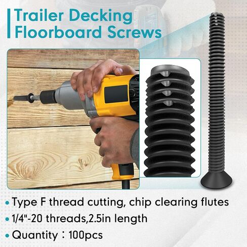 (100pcs) 5/16-18 x 2-1/2" Flat Head Thread Forming & Cutting Screws Trailer Deck Screws, Black Phosphate, Package Contains T40 Star Drivea and 9/32 Drill bit in Saudi Arabia