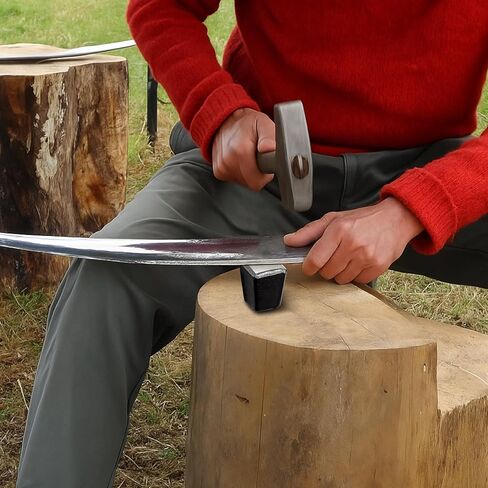 2 Pcs Sharpener Peening Anvil, Drop-forged Steel Scythe Anvil Pointed Striking, Forged Steel, Glossy Surface, Sharp Edge, Short Design, for Peening & Sharpening Scythe Blades in Kuwait