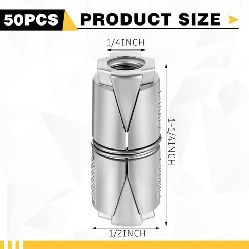 LEIFIDE 50 Pcs 1/4x1-1/4 Outer Diameter1/2 Double Expansion Anchor, Zinc Plated Double Expansion Shield Anchors for Cinder Block Masonry Concrete Brick Asphalt in Saudi Arabia