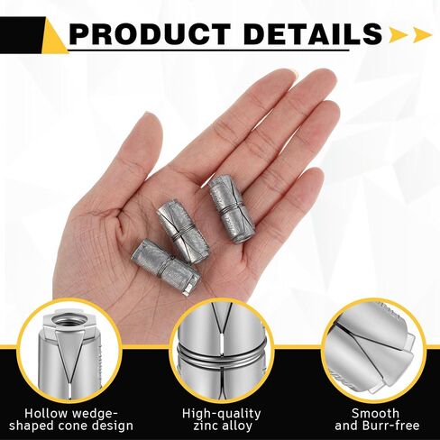 LEIFIDE 50 Pcs 1/4x1-1/4 Outer Diameter1/2 Double Expansion Anchor, Zinc Plated Double Expansion Shield Anchors for Cinder Block Masonry Concrete Brick Asphalt in Saudi Arabia
