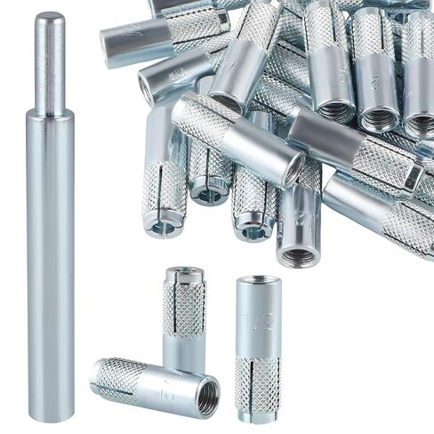 25 Pcs Drop in Anchors with 1 Pcs Hand Setting Tool, 1/2"-13 Female Thread Expansion Anchors for Concrete in Kuwait