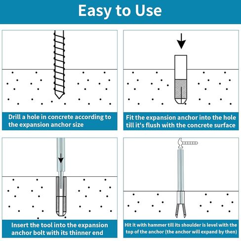 25 Pcs Drop in Anchors with 1 Pcs Hand Setting Tool, 1/2"-13 Female Thread Expansion Anchors for Concrete in Kuwait